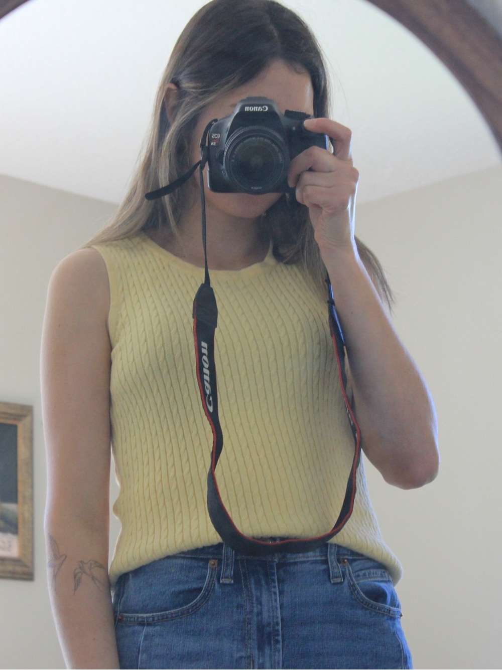 JEANNE PIERRE Yellow Ribbed Knit Tank